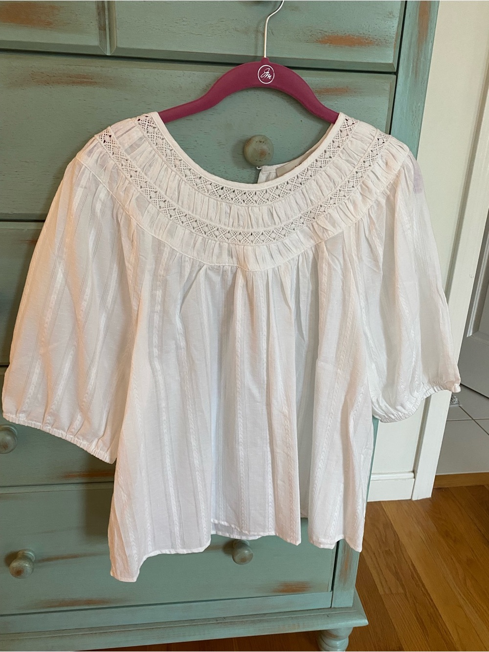 LOFT Women's White Boho Peasant Top